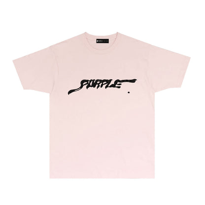 Purple Cracked Abstract Letter Long Sleeve T-Shirt Casual Streetwear Tee PUR166A