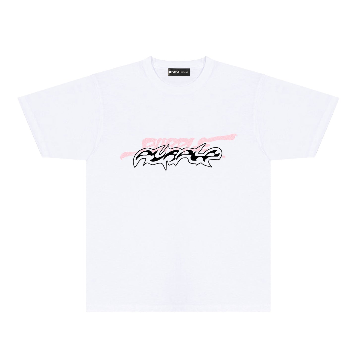 Purple Cracked Abstract Letter Graphic T-Shirt Short Sleeve Casual Streetwear Tee PUR166