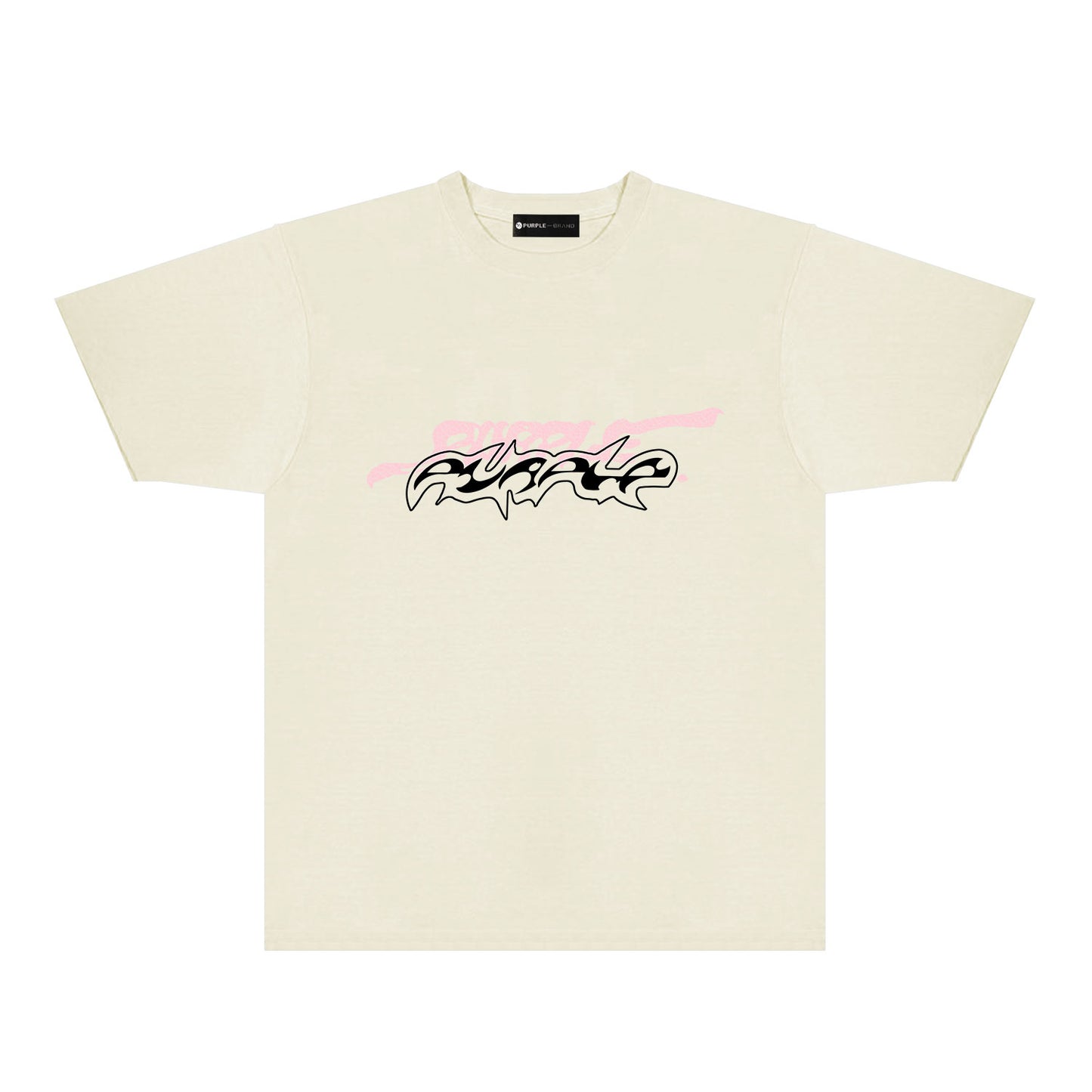Purple Cracked Abstract Letter Graphic T-Shirt Short Sleeve Casual Streetwear Tee PUR166