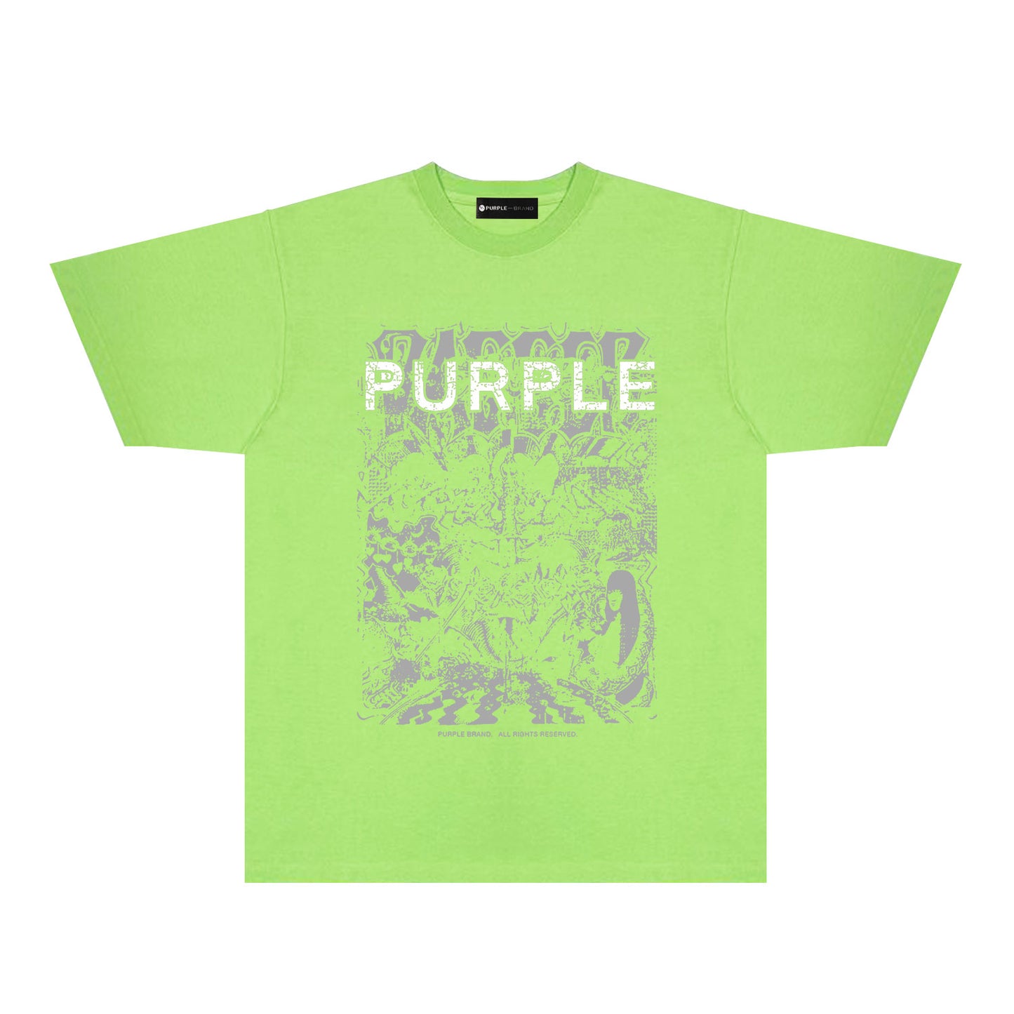 Purple Cracked Oil Painting Graphic T-Shirt Short Sleeve Casual Streetwear Tee PUR167