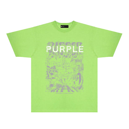 Purple Cracked Oil Painting Graphic T-Shirt Short Sleeve Casual Streetwear Tee PUR167