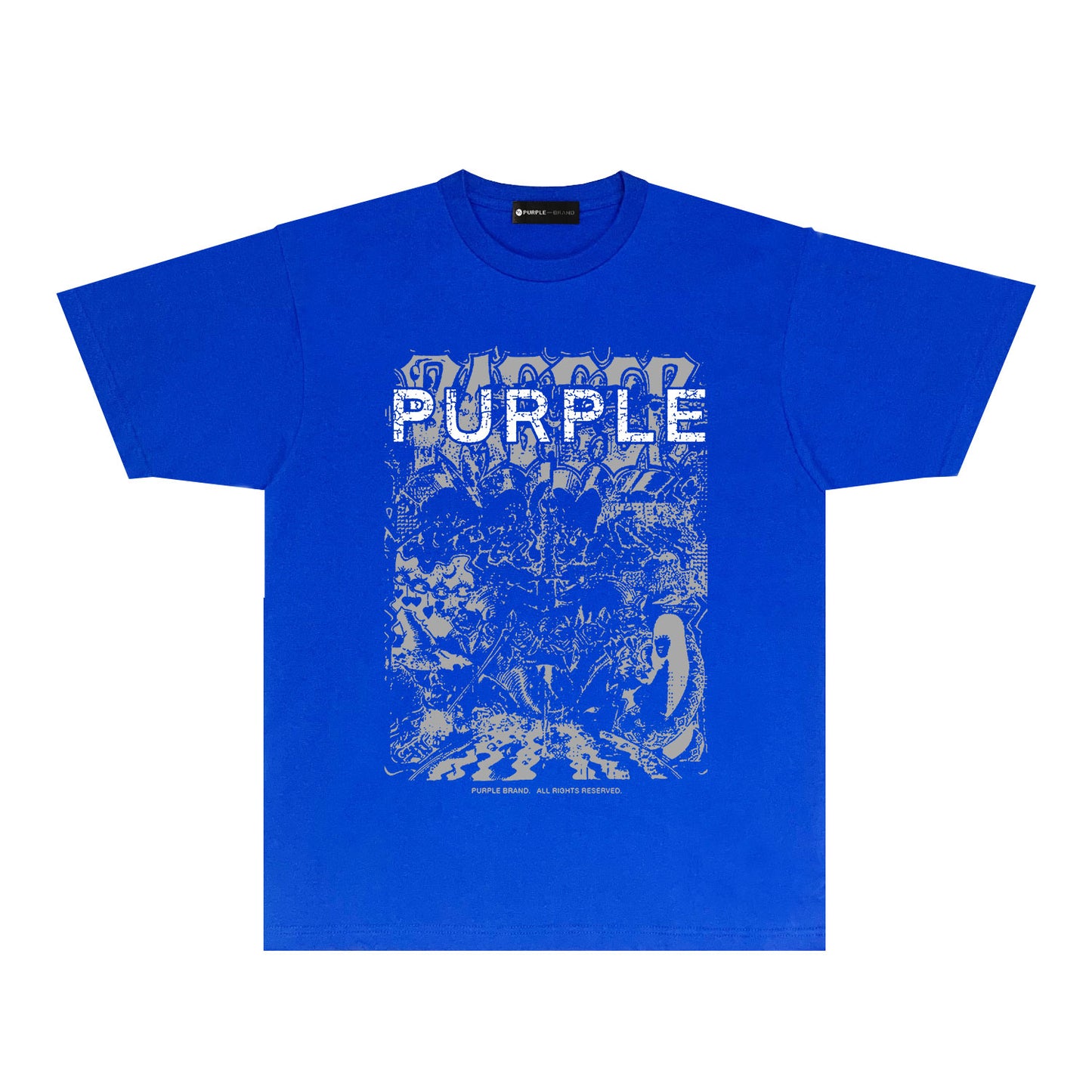 Purple Cracked Oil Painting Graphic T-Shirt Short Sleeve Casual Streetwear Tee PUR167