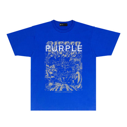 Purple Cracked Oil Painting Graphic T-Shirt Short Sleeve Casual Streetwear Tee PUR167