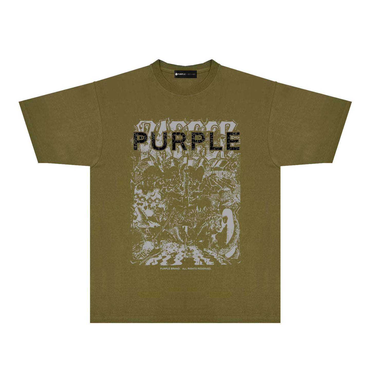 Purple Cracked Oil Painting Graphic T-Shirt Short Sleeve Casual Streetwear Tee PUR167