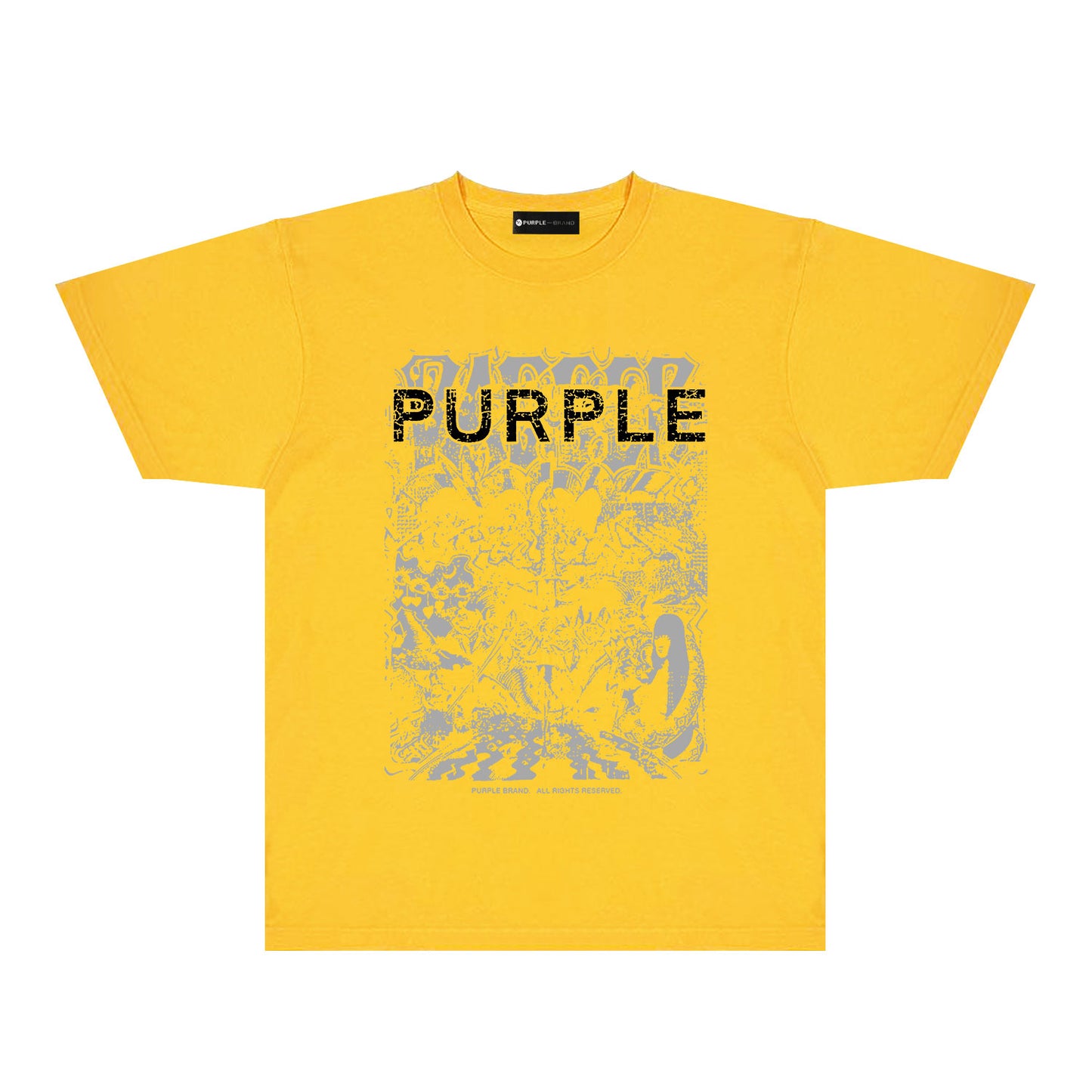Purple Cracked Oil Painting Graphic T-Shirt Short Sleeve Casual Streetwear Tee PUR167