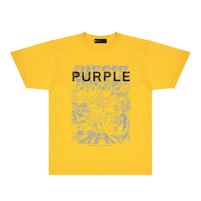 Purple Cracked Oil Painting Graphic T-Shirt Short Sleeve Casual Streetwear Tee PUR167