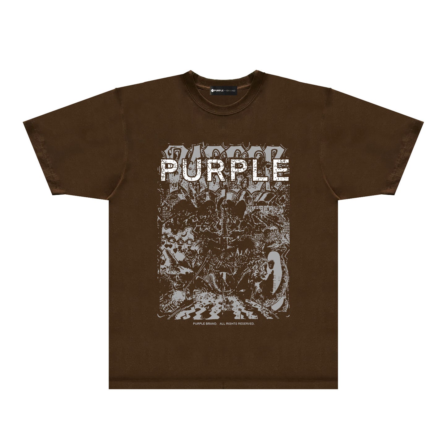 Purple Cracked Oil Painting Graphic T-Shirt Short Sleeve Casual Streetwear Tee PUR167
