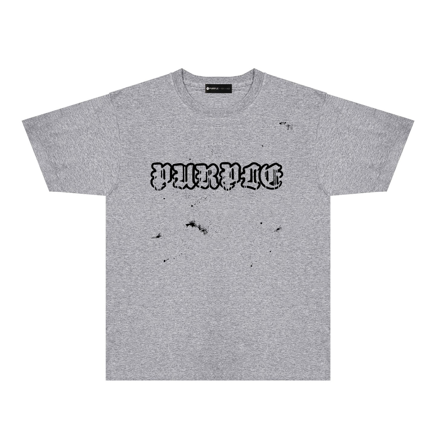 Purple Paint Splash Hollow Letter Graphic T-Shirt Short Sleeve Casual Streetwear Tee PUR168
