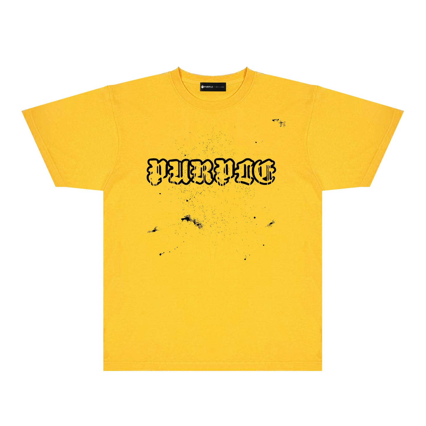 Purple Paint Splash Hollow Letter Graphic T-Shirt Short Sleeve Casual Streetwear Tee PUR168