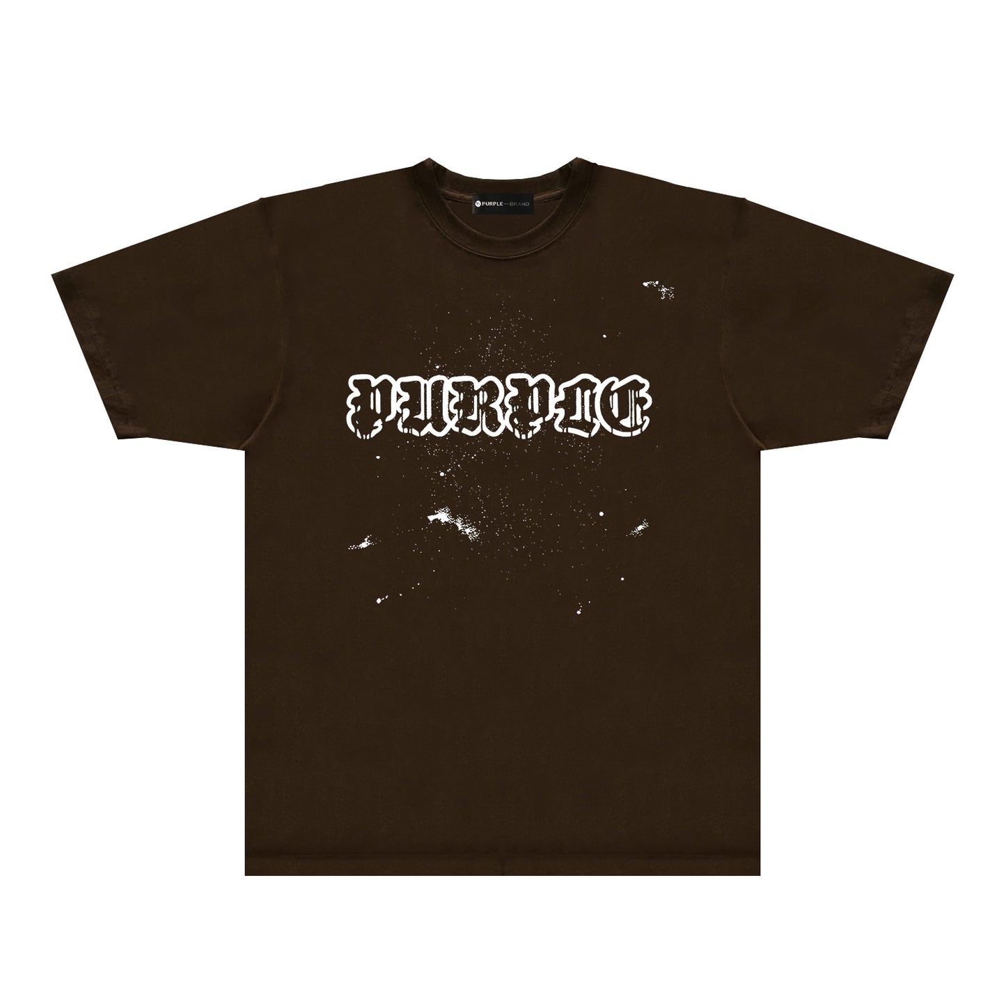 Purple Paint Splash Hollow Letter Graphic T-Shirt Short Sleeve Casual Streetwear Tee PUR168
