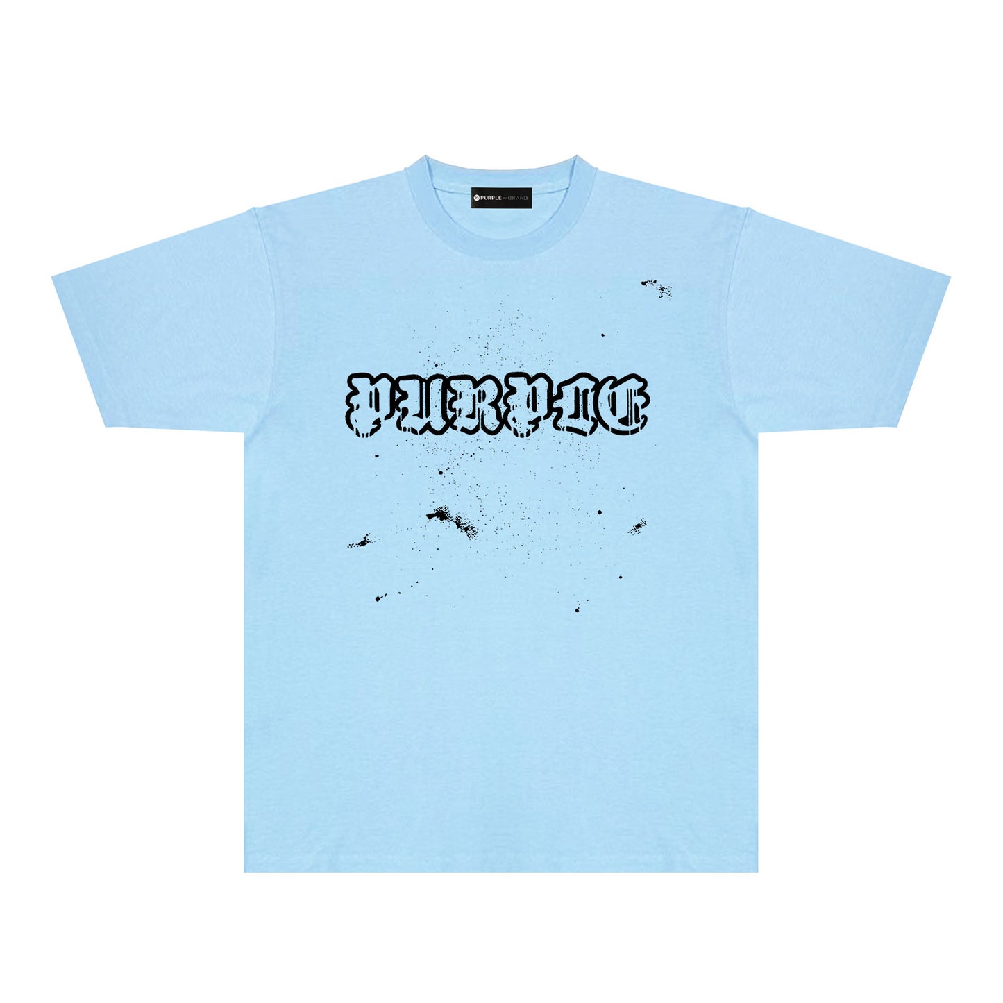 Purple Paint Splash Hollow Letter Graphic T-Shirt Short Sleeve Casual Streetwear Tee PUR168