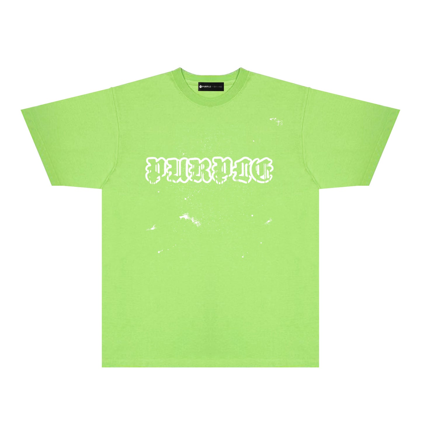Purple Paint Splash Hollow Letter Graphic T-Shirt Short Sleeve Casual Streetwear Tee PUR168