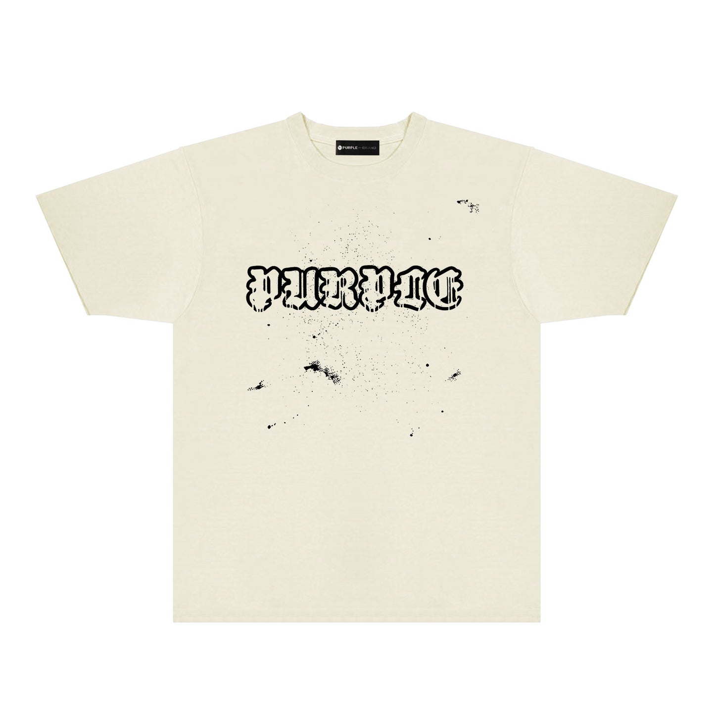 Purple Paint Splash Hollow Letter Graphic T-Shirt Short Sleeve Casual Streetwear Tee PUR168