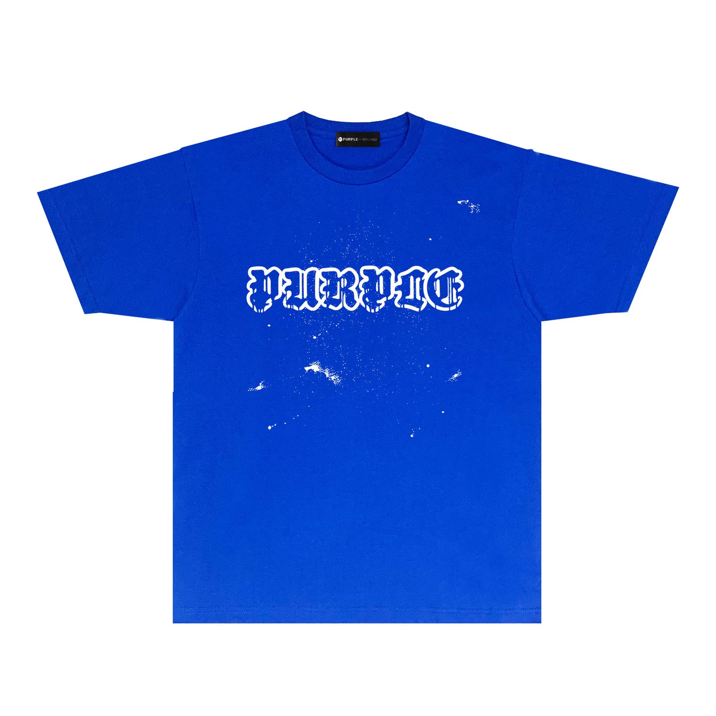Purple Paint Splash Hollow Letter Graphic T-Shirt Short Sleeve Casual Streetwear Tee PUR168