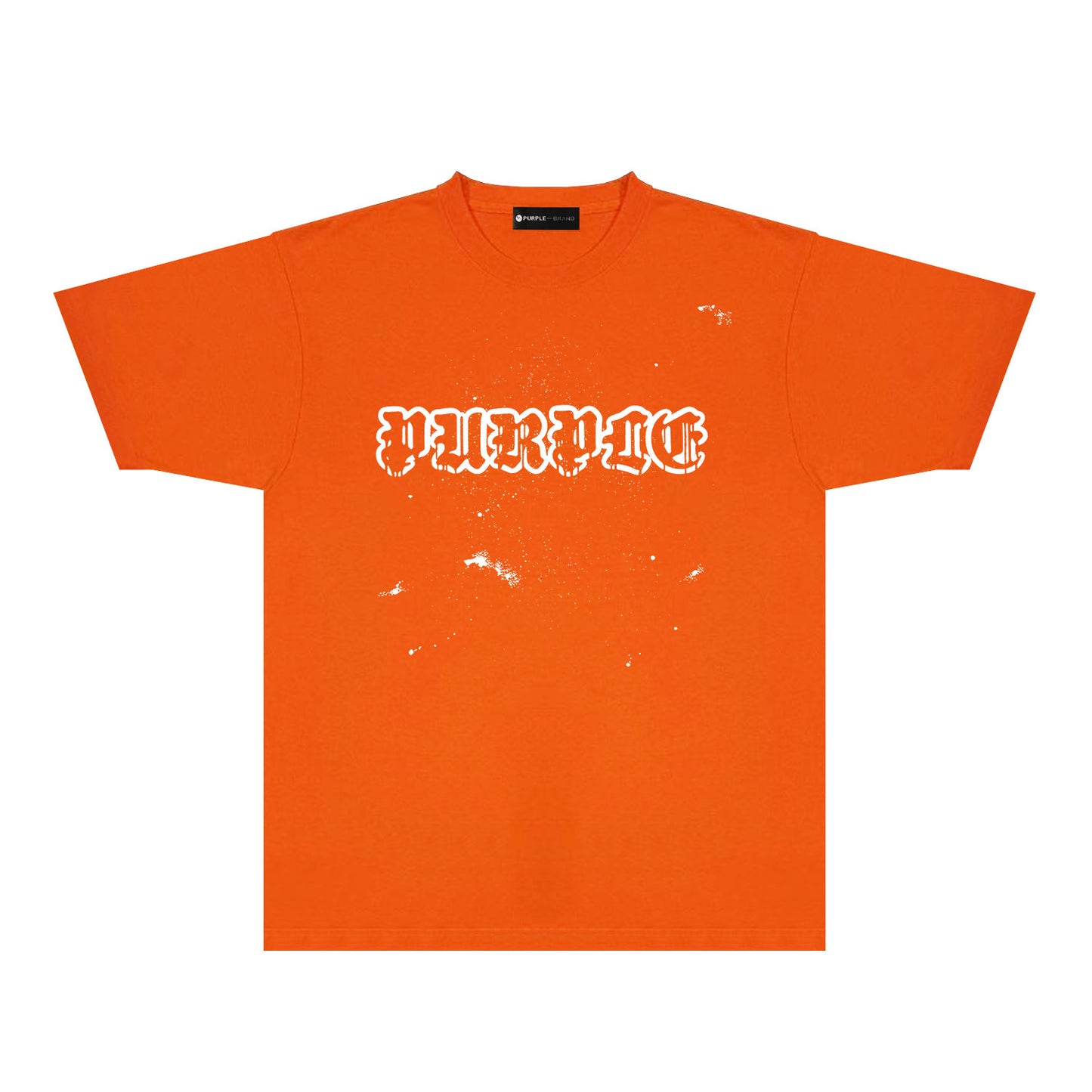Purple Paint Splash Hollow Letter Graphic T-Shirt Short Sleeve Casual Streetwear Tee PUR168