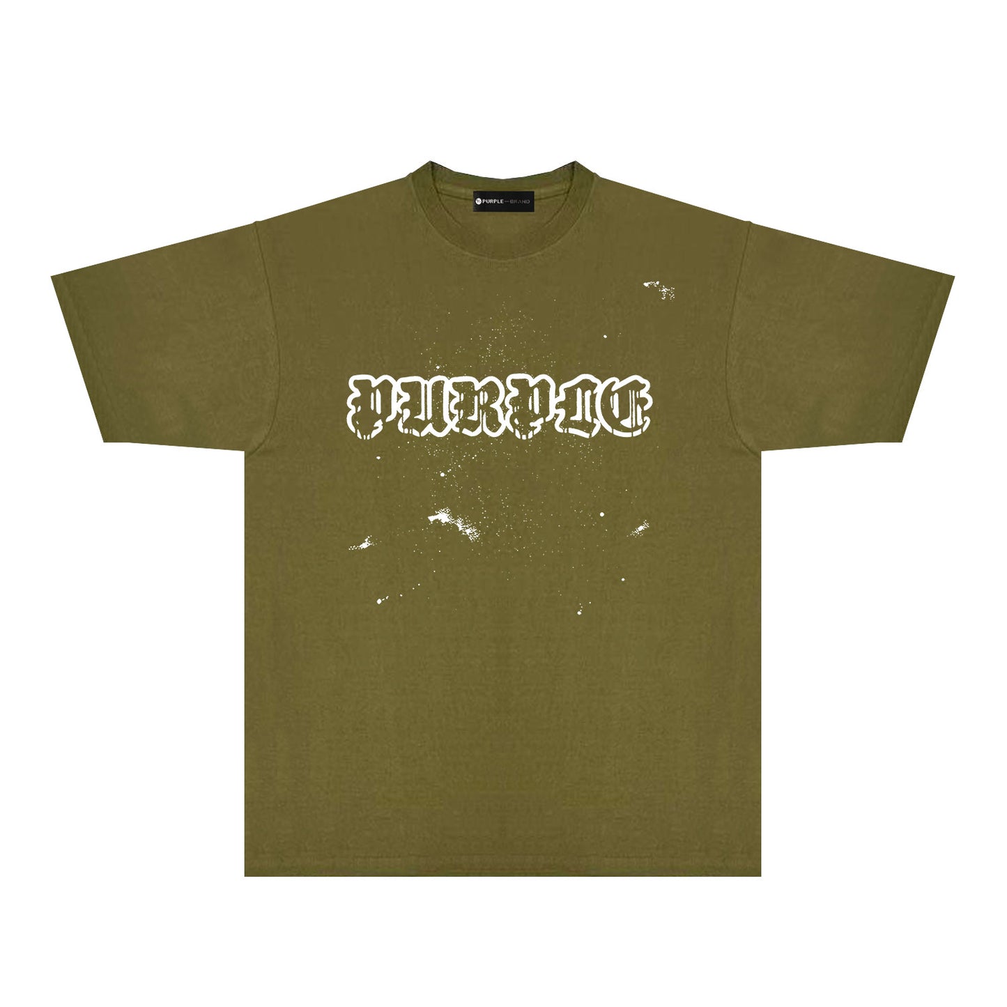 Purple Paint Splash Hollow Letter Graphic T-Shirt Short Sleeve Casual Streetwear Tee PUR168