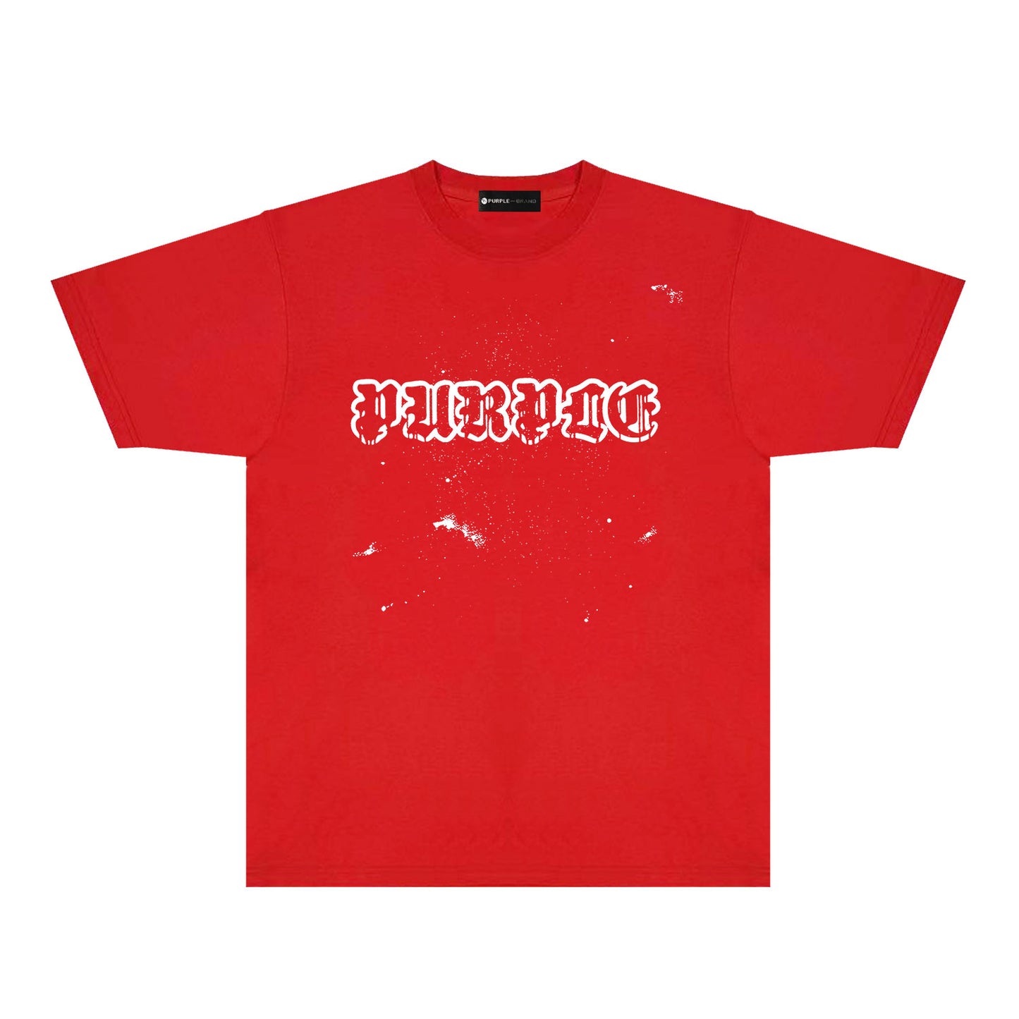 Purple Paint Splash Hollow Letter Graphic T-Shirt Short Sleeve Casual Streetwear Tee PUR168
