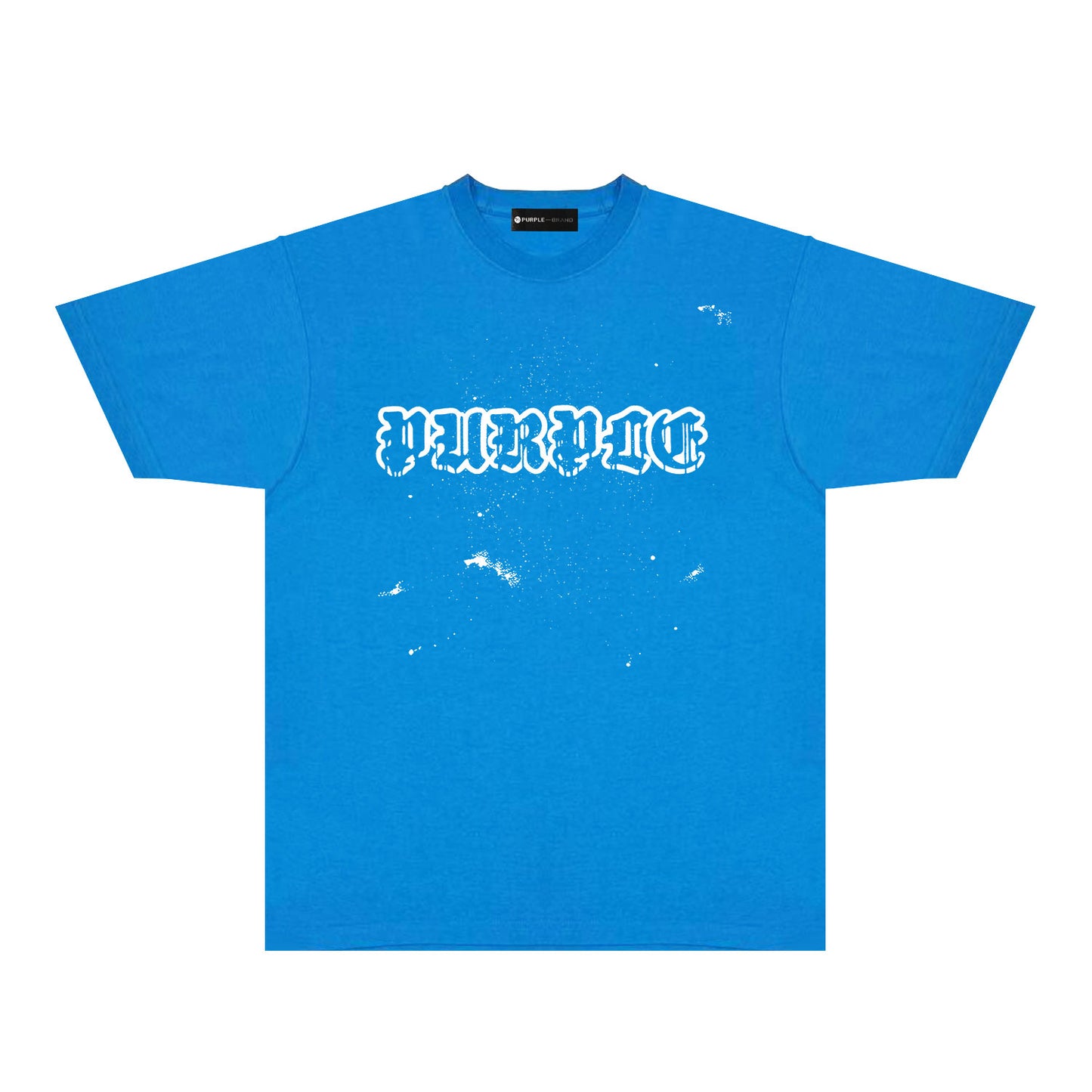 Purple Paint Splash Hollow Letter Graphic T-Shirt Short Sleeve Casual Streetwear Tee PUR168