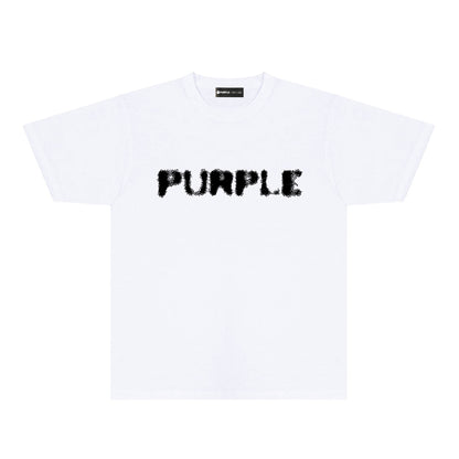 Purple Blurred Logo Graphic T-Shirt Short Sleeve Casual Streetwear Tee PUR169