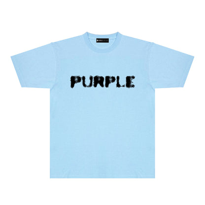 Purple Blurred Logo Graphic T-Shirt Short Sleeve Casual Streetwear Tee PUR169