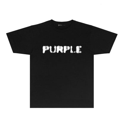 Purple Blurred Logo Graphic T-Shirt Short Sleeve Casual Streetwear Tee PUR169