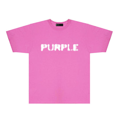 Purple Blurred Logo Graphic T-Shirt Short Sleeve Casual Streetwear Tee PUR169