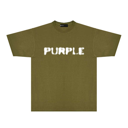 Purple Blurred Logo Graphic T-Shirt Short Sleeve Casual Streetwear Tee PUR169