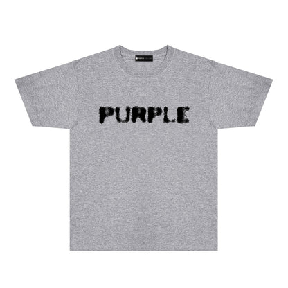 Purple Blurred Logo Graphic T-Shirt Short Sleeve Casual Streetwear Tee PUR169