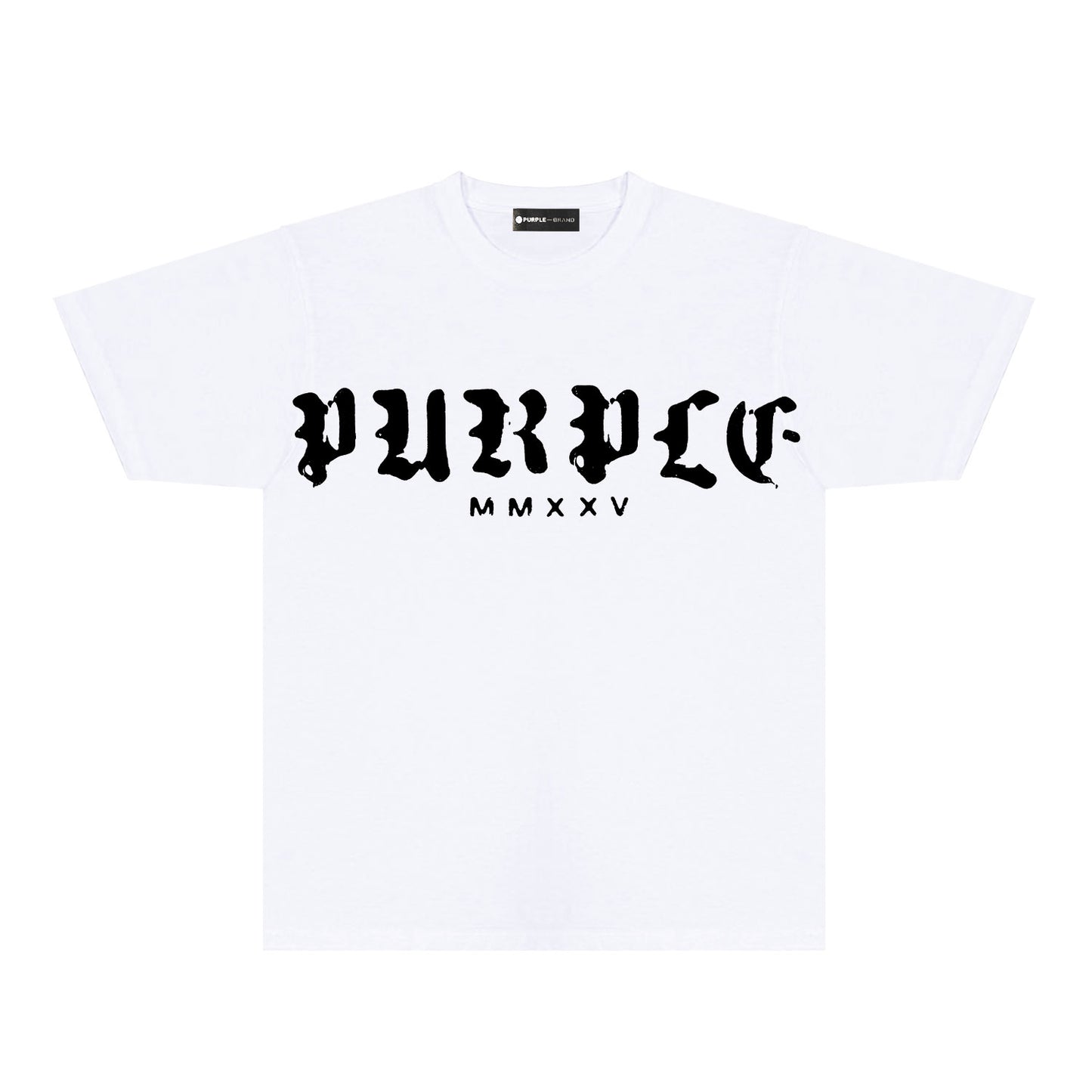 Purple Large Front Letter Graphic T-Shirt Short Sleeve Casual Streetwear Tee PUR170