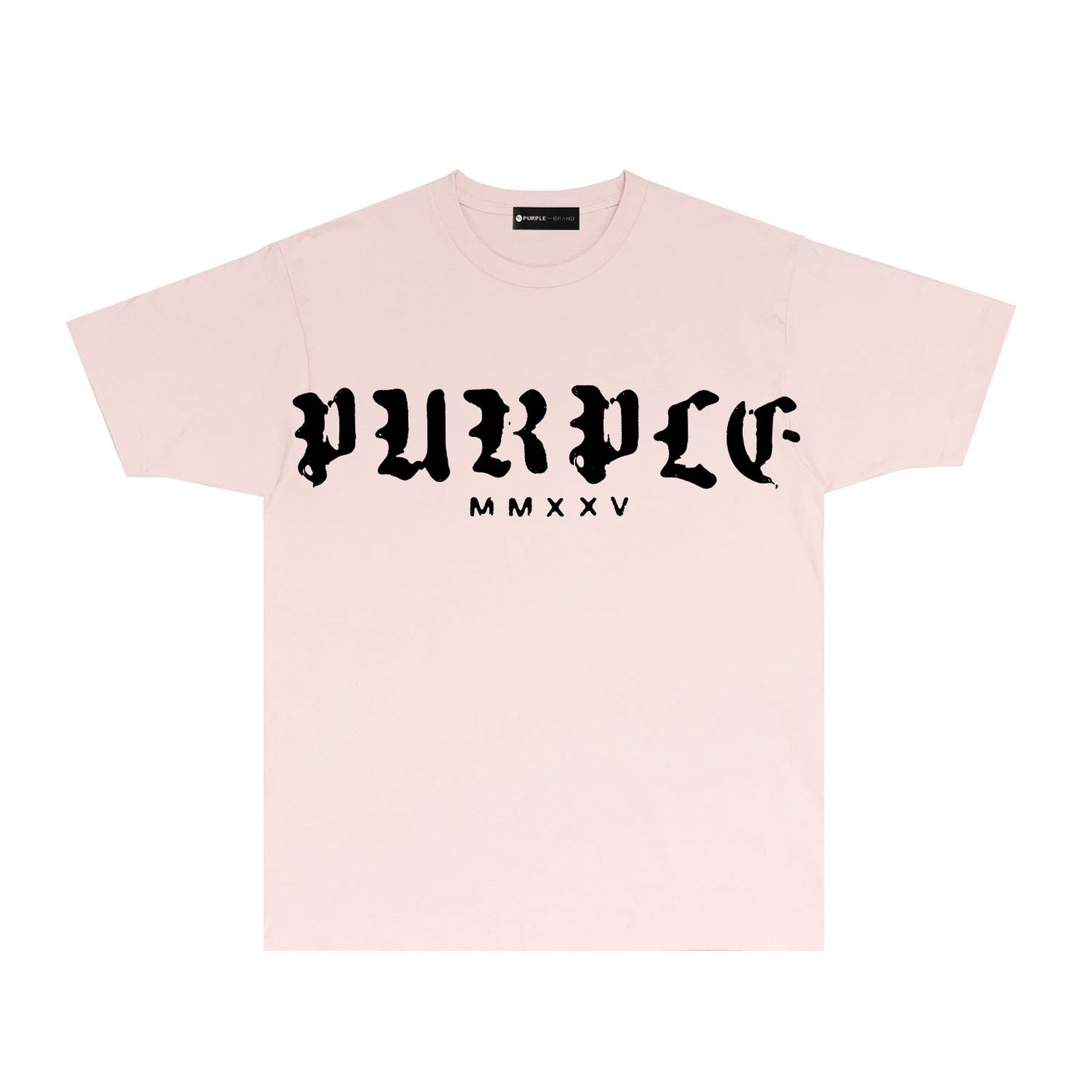 Purple Large Front Letter Graphic T-Shirt Short Sleeve Casual Streetwear Tee PUR170