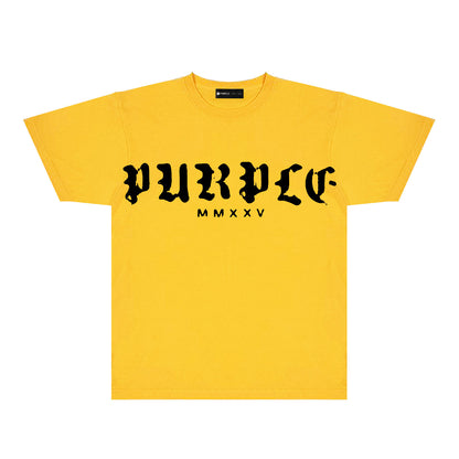 Purple Large Front Letter Graphic T-Shirt Short Sleeve Casual Streetwear Tee PUR170