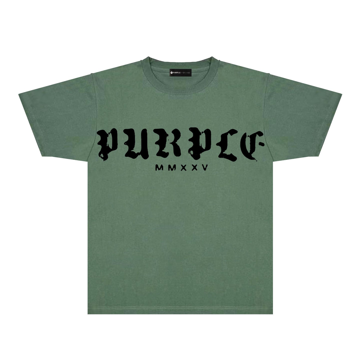 Purple Large Front Letter Graphic T-Shirt Short Sleeve Casual Streetwear Tee PUR170