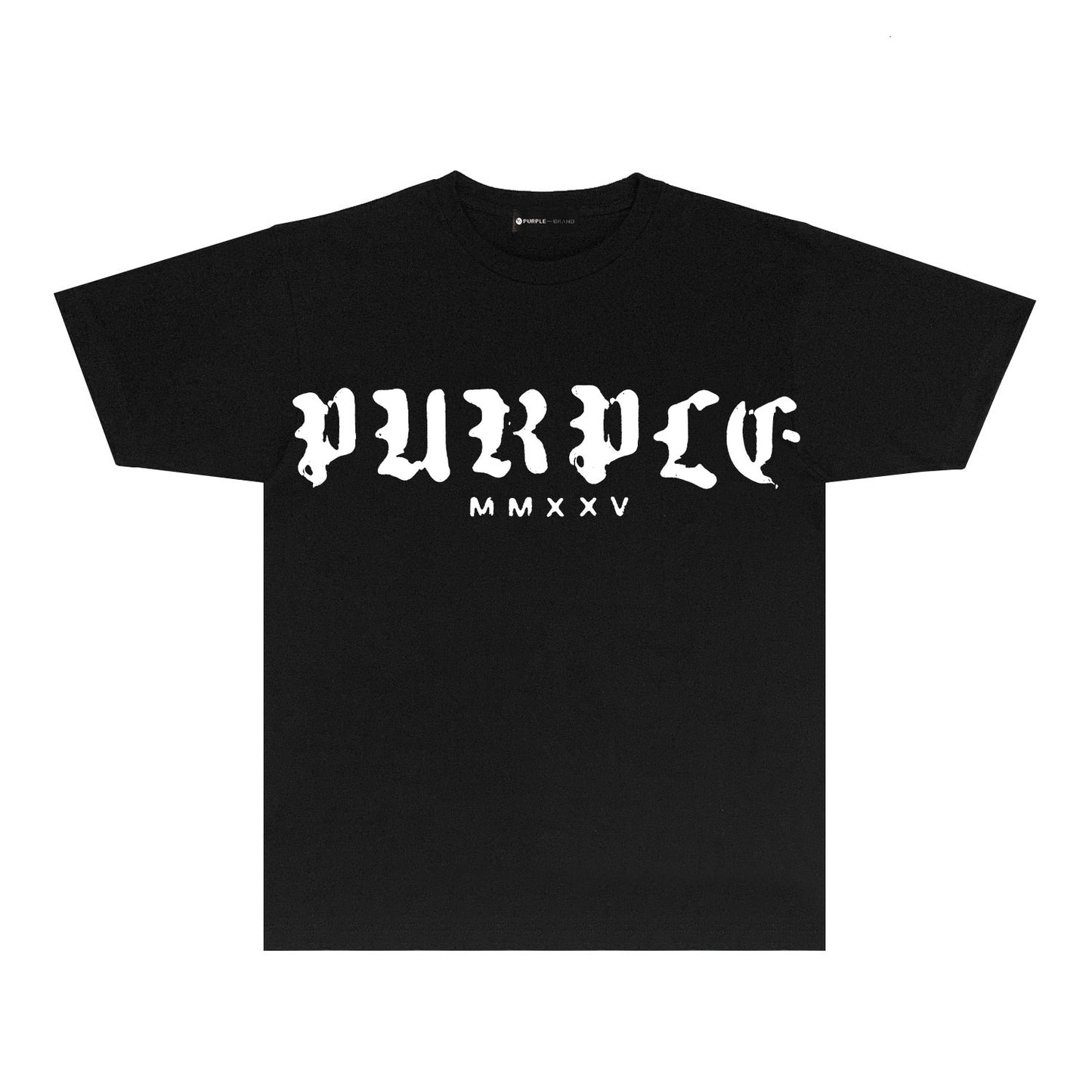 Purple Large Front Letter Graphic T-Shirt Short Sleeve Casual Streetwear Tee PUR170