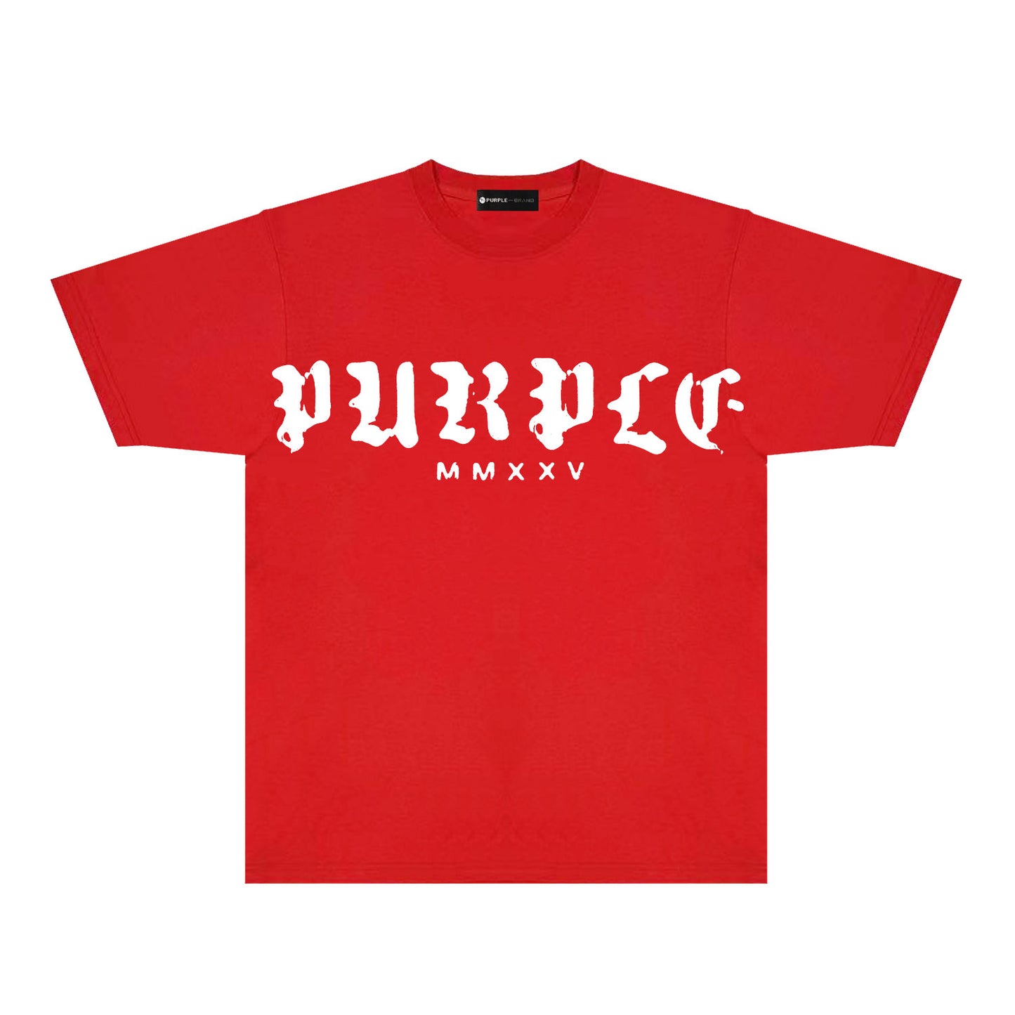 Purple Large Front Letter Graphic T-Shirt Short Sleeve Casual Streetwear Tee PUR170