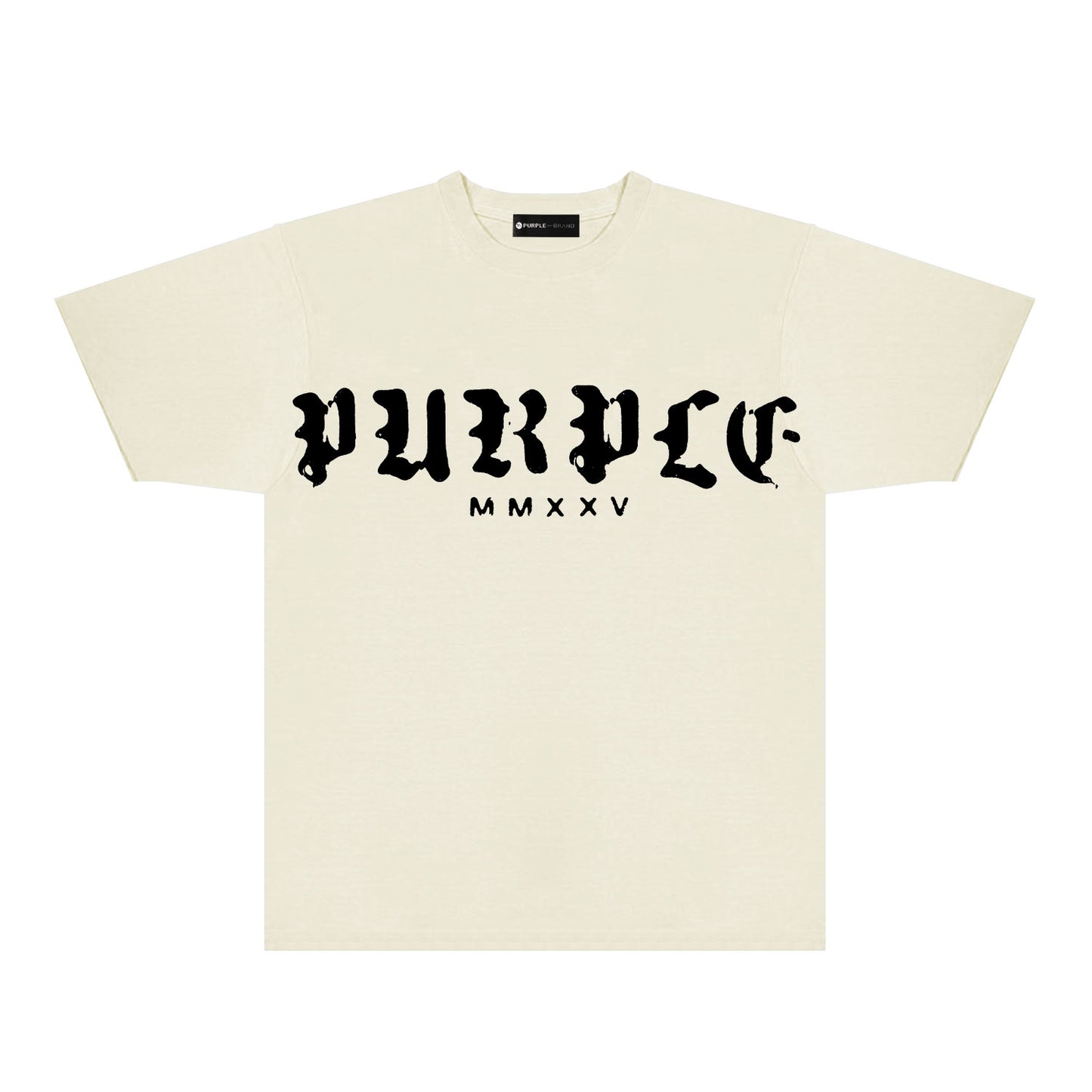Purple Large Front Letter Graphic T-Shirt Short Sleeve Casual Streetwear Tee PUR170