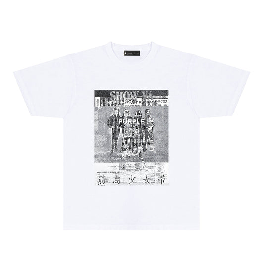 Purple Japanese Poster Graphic T-Shirt Short Sleeve Casual Streetwear Tee PUR171