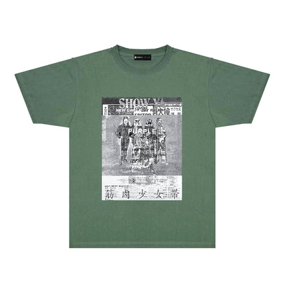 Purple Japanese Poster Graphic T-Shirt Short Sleeve Casual Streetwear Tee PUR171