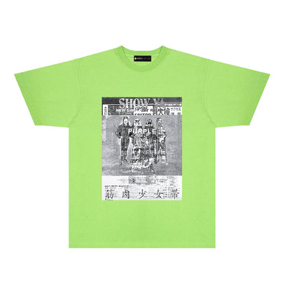 Purple Japanese Poster Graphic T-Shirt Short Sleeve Casual Streetwear Tee PUR171