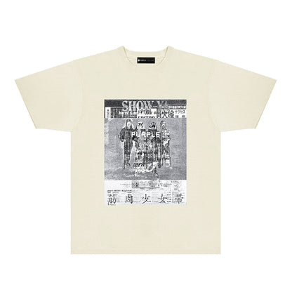 Purple Japanese Poster Graphic T-Shirt Short Sleeve Casual Streetwear Tee PUR171