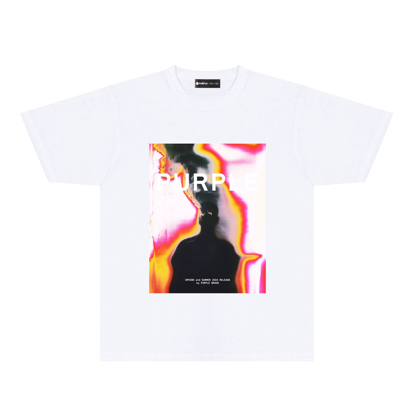 Purple Iridescent Silhouette Graphic T-Shirt Short Sleeve Casual Streetwear Tee PUR172