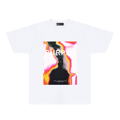 Purple Iridescent Silhouette Graphic T-Shirt Short Sleeve Casual Streetwear Tee PUR172