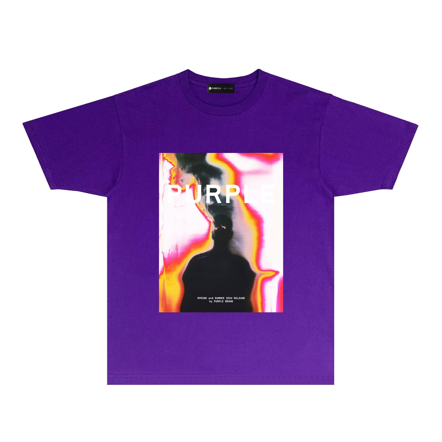 Purple Iridescent Silhouette Graphic T-Shirt Short Sleeve Casual Streetwear Tee PUR172
