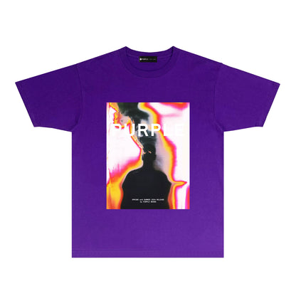 Purple Iridescent Silhouette Graphic T-Shirt Short Sleeve Casual Streetwear Tee PUR172