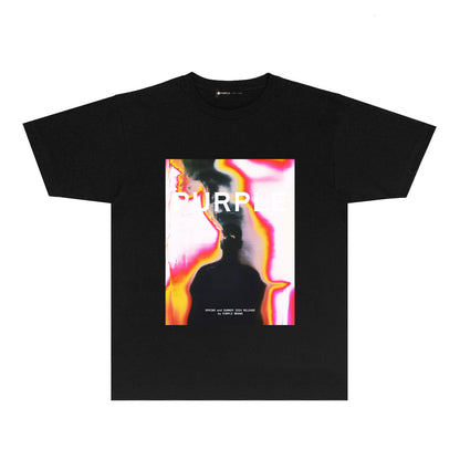 Purple Iridescent Silhouette Graphic T-Shirt Short Sleeve Casual Streetwear Tee PUR172
