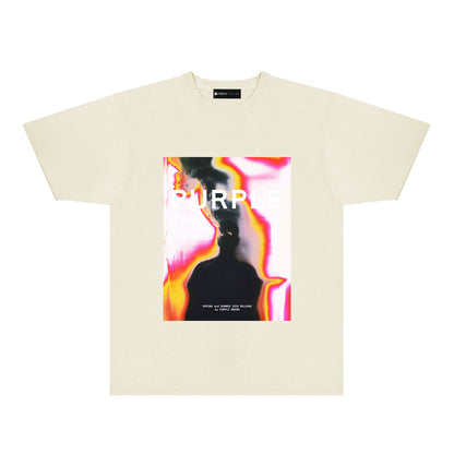 Purple Iridescent Silhouette Graphic T-Shirt Short Sleeve Casual Streetwear Tee PUR172
