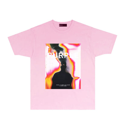 Purple Iridescent Silhouette Graphic T-Shirt Short Sleeve Casual Streetwear Tee PUR172