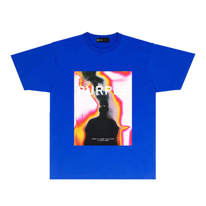 Purple Iridescent Silhouette Graphic T-Shirt Short Sleeve Casual Streetwear Tee PUR172
