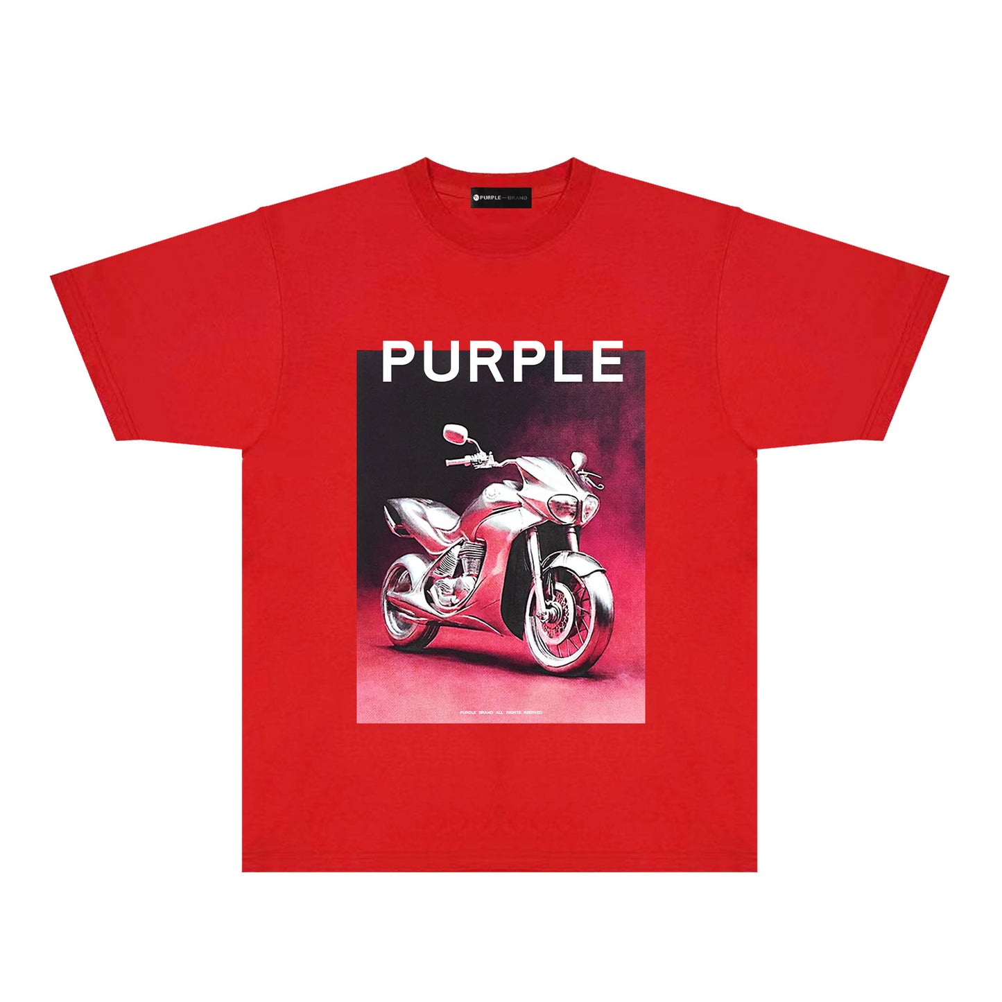 Purple Iridescent Motorcycle Graphic T-Shirt Short Sleeve Casual Streetwear Tee PUR173