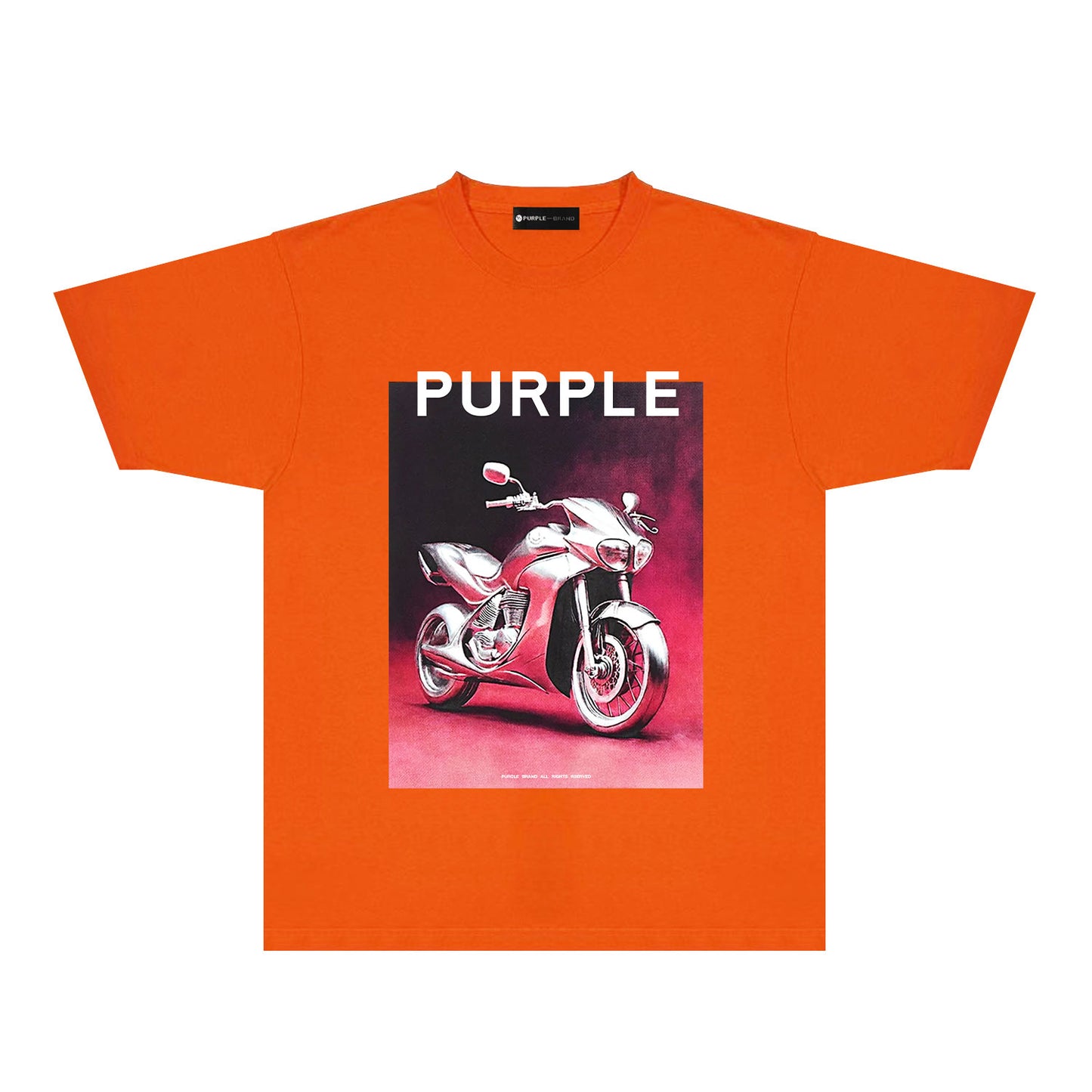 Purple Iridescent Motorcycle Graphic T-Shirt Short Sleeve Casual Streetwear Tee PUR173