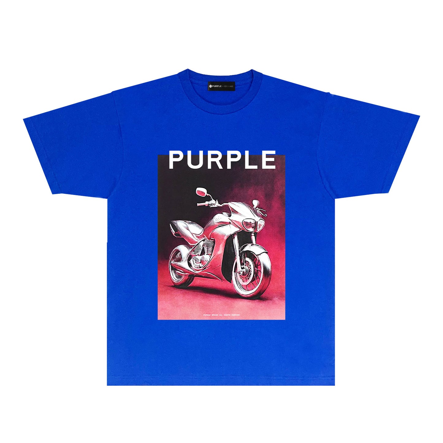 Purple Iridescent Motorcycle Graphic T-Shirt Short Sleeve Casual Streetwear Tee PUR173